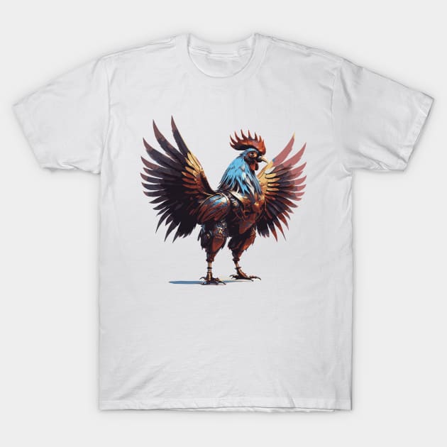 Anime Rooster armor warrior T-shirt design T-Shirt by marklink